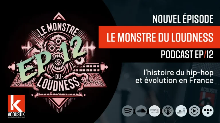 Épisode 12 du podcast "Le Monstre du Loudness", abordant l'histoire et l'évolution du hip-hop en France.